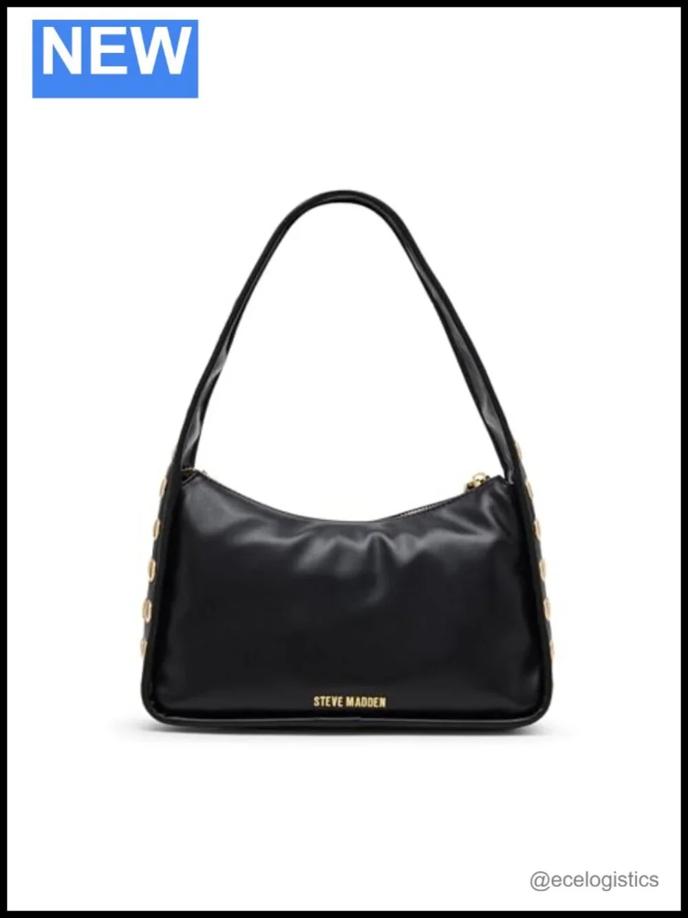Studded Hobo Bag with Shoulder Strap Zipper Pocket Polyurethane